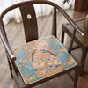 Cojín visual para silla bordado estilo chino, transpirable y fresco, cojín antideslizante para sala de té, cojín de asiento de seda helada resistente a la suciedad para verano