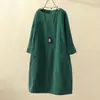 Outono e Inverno Novo Vestido de Veludo Cotelê Retro Cor Sólida Vestido Solto Roupa Feminina Plus Size para Meninas Cheinhas