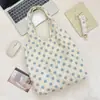 69171 Estilo Coreano Ins Bolsa de Tote Azul con Puntos Blancos Gran Capacidad Estudiante Clase Bolso de Tela de Hombro Único Bolsa para Viajes de Negocios Compras