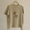 Camiseta de Manga Corta con Estampado de Dibujos Animados Estilo Coreano de Alta Calidad para Mujer, Corte Holgado Casual, Top Versátil Adelgazante para Primavera