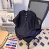 Camiseta de Manga Corta Waffle con Cuello Henry para Hombre Estilo Coreano Holgada de Media Manga con Botones Capa Base Delgada Verano 2025