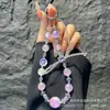 Cordão Criativo de Liga Metálica Pequena Borboleta Acrílico Limão para Celular Novo Estilo Colorido Pingente de Pulseira para Celular com Contas Redondas