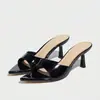 Sandalias para Mujer, Tacones Altos, Mula de Cintura, Pala Ancha, Punta Fina, Tacones de Gatito, Zapatos Versátiles para Mujer, Sandalias de Tacón Alto