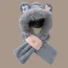 Oso de Peluche Protector de Orejas de Invierno Versátil Lindo Sombrero Bufanda Calentador de Cuello con Capucha Ciclismo Integrado Engrosado