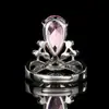 Anillo Joyería Moderno Gota de Agua Forma de Pera Corona Anillo Abierto Piedra Preciosa Colorida Lujo Ligero Al por Mayor Moda Estilo Femenino