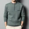 Suéter grueso cálido de invierno para hombre con media cremallera y cuello alto al por mayor, suéter de punto básico para hombre de mediana edad
