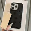 Icono de Cruz Adecuado para iPhone 18 Pro Funda de Teléfono con Textura de Cuero 17 Cubierta Completa 15 Agujero Grande 16 Funda Suave 14 Fábrica