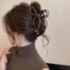 Clip de agarre con estampado de leopardo grande de alta calidad, estilo retro, sencillo, para el cabello, con forma de disco, popular en Internet, para la parte posterior de la cabeza, con volumen, clip de tiburón multitemperamento.