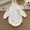 Suéter de Punto con Lazo para Niños Mono de Otoño e Invierno 100% Algodón Puro Bebé Clase A Informal Suéter para Bebé Niñas