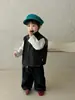 Roupa de Outono para Bebê, Roupa de Outono para Crianças, Roupa Infantil Estilo Coreano 2026, Conjunto de Colete Reversível e Jeans para Meninos