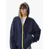 Nueva Sudadera con Capucha y Cremallera de Bloques de Color para Primavera y Otoño para Hombres y Mujeres, Chaqueta Casual Retro Americana Estilo Universitario para Parejas, Moderna