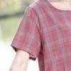 Verano 2025 Nuevo Top Casual de Cuadros para Madre Estilo Occidental Vestido de Verano para Mujeres de Mediana Edad y Adultas Mayores Camiseta de Manga Corta para Mediana Edad