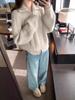 Suéter de Lana 100% Trenzado Grueso Otoño e Invierno para Mujer Cardigan de Punto con Doble Cremallera Suéter Holgado Chaqueta Superior Retorcido
