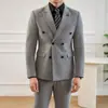 Otoño 2026 Nuevo Traje de Tres Piezas para Hombre Ajustado de Doble Botonadura Boda Tallas Grandes Conjunto de Ropa Formal Hombre