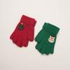 Guantes de lana rosas y rojos con logo de conejo de cinco dedos para niños, lindos, súper lindos, para niños y niñas, de cinco dedos, cálidos, finos, para manos