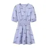 ZAZA Serie Transfronteriza de Comercio Exterior 608 Vestido Estampado Ceñidor de Cintura Estilo Europeo y Americano para Mujer 3564 Bordado Moda Casual