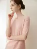 Nueva colección de otoño e invierno: cachemira pura, tejido de siete agujas, manga corta, cuello redondo simple, manga tres cuartos, jersey de punto