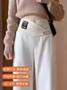 Calça de Maternidade Cintura Cruzada Cintura Alta Perna Larga 2026 Novo Outono/Inverno Plus Size Lã de Cordeiro Chenille Calça Reta