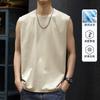 Camiseta sin mangas de algodón mercerizado pesado de 240 g para hombre, verano, fresca, holgada, deportiva, fitness, casual, chaleco de hombro ancho