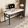 Escritorio de computadora plegable para dormitorio, oficina en casa, estudio, espacio pequeño, escritorio rectangular simple para estudiar y comer