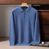 Suéter de Cachemira con Cuello Polo para Hombre, 100% Cachemira Pura, Prendas de Punto Casual de Negocios, Estilo Nuevo, Suéter de Cuello Vuelta para Capa Base, Venta al por Mayor