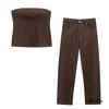 Suministro Transfronterizo Z Ropa para Mujer 2025 Nueva Moda Europea y Americana Top de Pecho de Mezclilla Pantalones 0103060 0103011