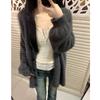 Moda Estilo Perezoso Chaqueta de Piel Sintética de Visón Otoño e Invierno Nueva Cardigan de Punto Holgado de Manga Larga Prenda Superior Versátil Ropa de Abrigo para Mujer