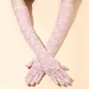 Guantes Largos de Encaje para Mujer, Elegantes y Sexy, Delgados, Transpirables, Mangas de Protección Solar para Novias y Vestidos de Boda