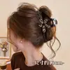 Pinza de Tiburón Grande con Acabado de Alta Gama, Pinza para el Cabello con Lazo Estampado de Leopardo para Cabello Grueso, Accesorio para el Cabello para Peinados Recogidos, Pinza de Garra Triangular para Mujer