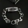Pulsera de eslabones de espada para hombre, estilo vintage grueso, pulsera con colgante de cruz de espada sagrada dominante