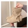 Nuevas Botas Cortas Retro para Aumentar la Altura Otoño e Invierno 2025 Zapatos de Mujer Punta Redonda con Cordones Botas de Suela Suave Botas Vaqueras Western Birkenstock