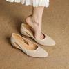 Zapatos de Mujer Estilo Verano 2026, Boca Baja, Tacón Grueso, Piel Suave, Suela Suave, Cómodos, Punta Fina, Diseño Hueco, Zapatos de Cuero Geniales para Mamá