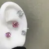 Clavo de Hueso de Oreja Colorido de 6 mm Corte Milenio Rosa Acero de Titanio Zircón 5A Camelia Clavo de Cartílago Auricular Pendientes Super Brillantes para Agujero de Oreja