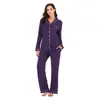 Pijama de mujer transfronterizo para otoño e invierno, conjunto de dos piezas de camisa de manga larga y pantalones, ropa de casa para mujer