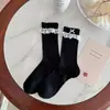 Calcetines Estilo Coreano para Mujer, Estilo Delgado de Verano, Calcetines de Malla Transpirable con Volantes y Lindos Moños, Calcetines de Media Pantorrilla Estilo Ins