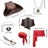 Chapéu Piratas do Caribe da Amazon, Cachecol, Pingente de Cinto do Capitão Jack Sparrow, Adereços de Palco para Cosplay de Halloween