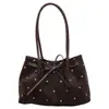 Bolsa de Ombro Retro com Bolinhas para Mulheres 2026 Nova Simples para o Dia a Dia Grande Capacidade Moda Versátil Bolsa Tote com Laço