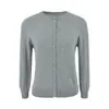 Cárdigan corto de punto acanalado con cuello redondo para mujer, suéter fino de mezcla de lana, chaqueta pequeña de color liso, top, nuevo estilo primavera y otoño