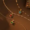 Collar de tortuga con circonita de acero inoxidable 304, lindo colgante de acero de titanio bañado en oro de 18 quilates, impermeable y no se decolora, accesorios europeos y americanos para mujer