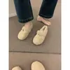 Sapatos fofos, macios e elegantes, com bico redondo e uma única tira para mulheres, adequados para outono e inverno, de sola reta, quentes e confortáveis para gestantes
