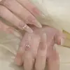 [Iris] Uñas Portátiles Hechas a Mano Estilo Francés con Degradado Morado Ojo de Gato, Efecto Iluminador, Pedrería Grande, Brillo Deslumbrante, Sensación de Alta Gama, Artículo de Lujo Popular