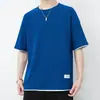 Camiseta de Manga Corta de Comercio Exterior Verano Nuevo Estilo Patrón de Gofre Holgada Talla Grande para Hombre Media Manga Estudiante Casual de Moda Marca Superior Ropa