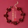 Pulseira Flor de Rosa Estilo Chinês Cinábrio, Pulseira de Flor, Joia, Presente para Melhor Amiga, Mesmo Estilo Douyin, Peça Única Dropshipping