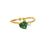 Anillo Abierto de Acero Inoxidable Vintage con Esmeralda Natural Transfronterizo Europeo y Americano, Anillo de Zirconia de Lujo Ligero de Gama Alta al por Mayor