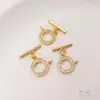 Ouro 14K Preenchido Ouro Claro Zircônia Micro-Pavimentada Fivela Ot Pulseira Trevo de Quatro Folhas Acabamento Colar de Pérolas Fivela de Conexão Acessórios DIY