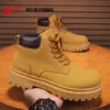 Botas de Trabajo de Caña Alta Nuevas para Hombre Otoño 2026 HuiLi Botas Amarillas Grandes para Senderismo al Aire Libre para Hombre Z