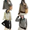 Suéter de Punto Falso de Dos Piezas con Cuello Polo Suelto y Mangas de Mezclilla Patchwork para Mujer, Nueva Moda Otoño/Invierno 2025 Tendencia