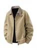 Comércio Exterior Transfronteiriço 2025 Novo Padrão Jaqueta com Gola Jaqueta Masculina Jaqueta Masculina Retrô Americano Cor Pura Uniforme de Baseball Solta Casual