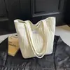 Bolsa de Ombro Grande Capacidade para Primavera e Verão para Mulheres, Bolsa Tote de Lona Plissada Casual, Bolsa Tote Versátil para Estudantes e para o Dia a Dia