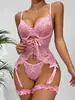 Conjunto de Sujetador de Encaje Negro Sexy con Costuras Transparentes de Ajuste Delgado con Circunferencia de Pierna para Mujer 2024 Europeo y Americano